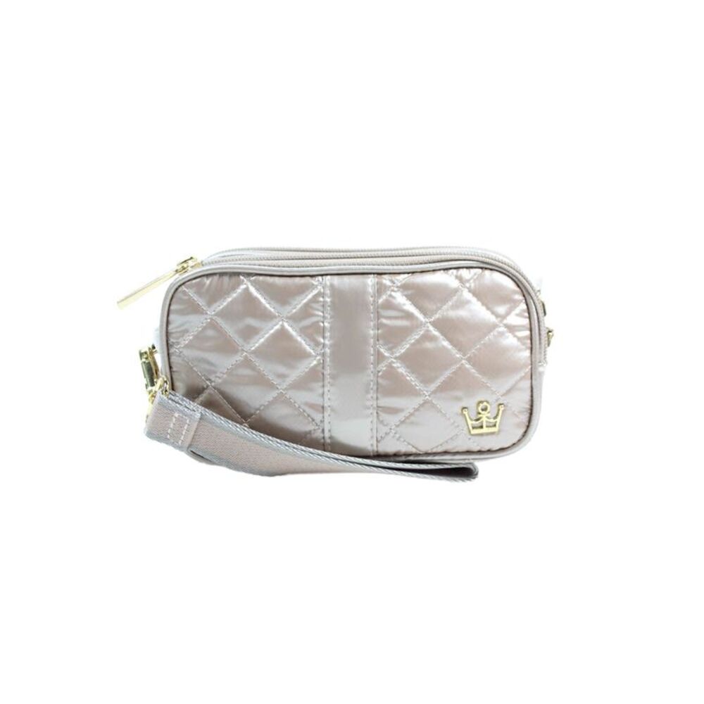 Oliver Thomas Womens Single Strap Quilted Nylon Mini Shoulder Handbag Brown